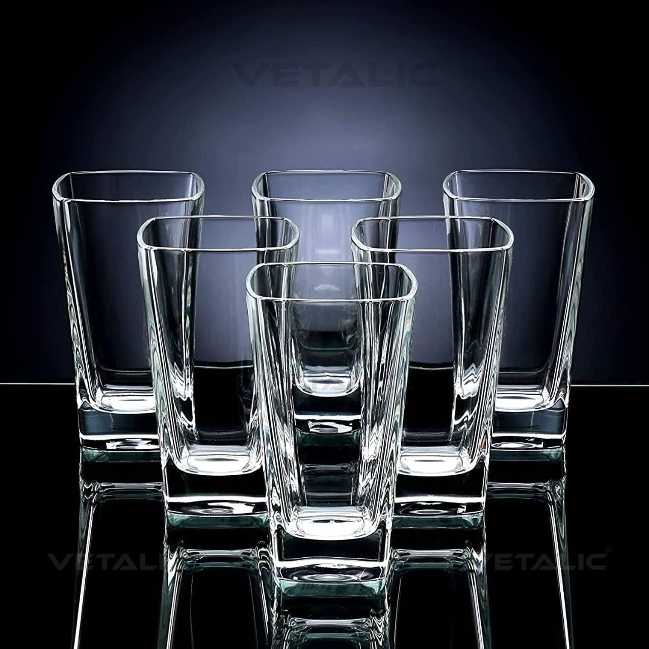 Version 1.0.0 Square Polycarbonate Water Unbreakable GlassSet of 6, (300ml, Transparent) - Image 1